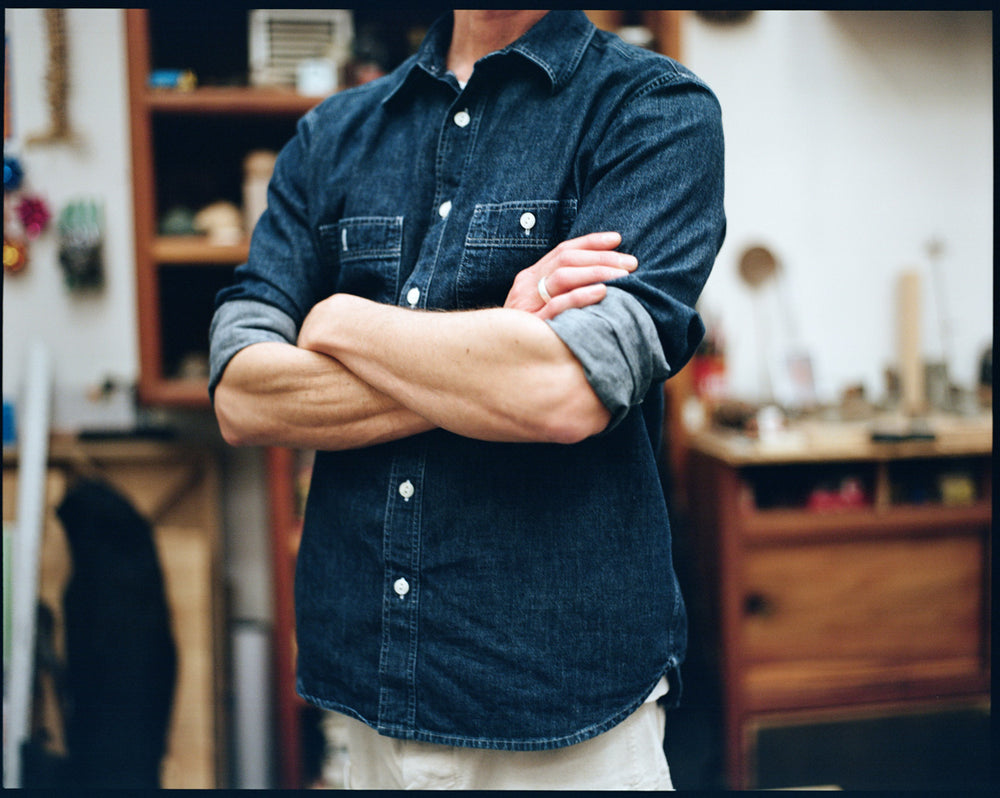 Gallery images of the Men’s Italian Denim Workshirt