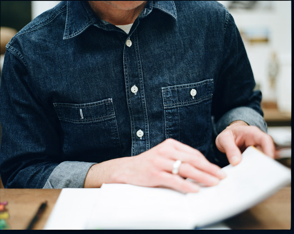 Gallery images of the Men’s Italian Denim Workshirt