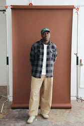 main Men’s Japanese Indigo Check Flannel Shirt (Grey)