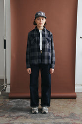 main Women’s Japanese Indigo Check Flannel Shirt (Grey) - Pre Order