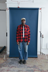 main Men’s Japanese Indigo Check Flannel Shirt (Red)