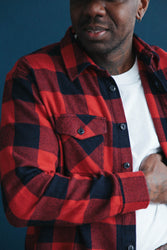 main Men’s Japanese Indigo Check Flannel Shirt (Red)