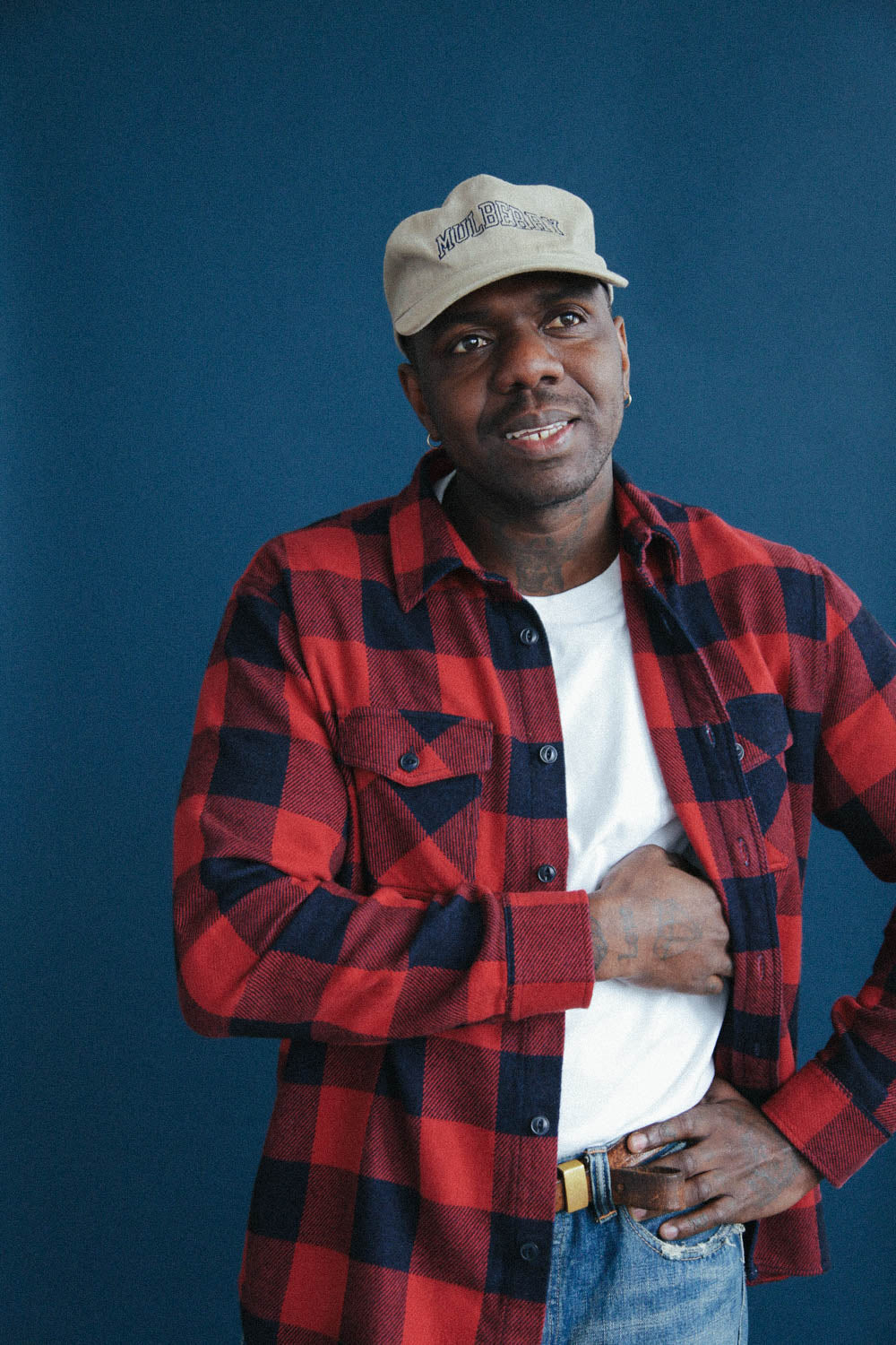 Gallery images of the Men’s Japanese Indigo Check Flannel Shirt (Red)