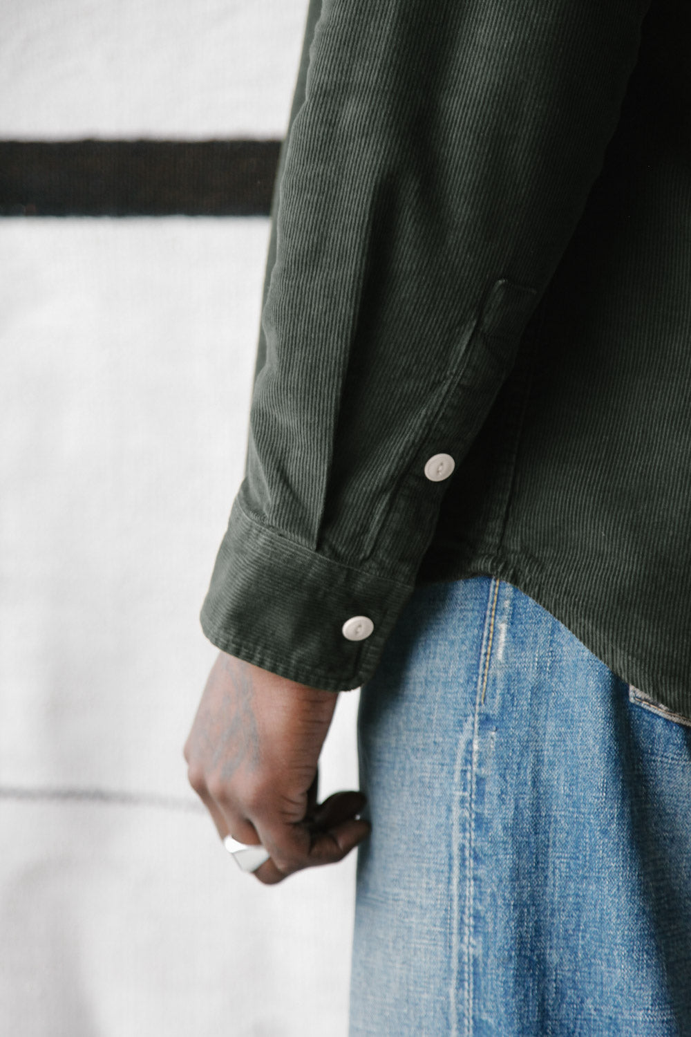 Gallery images of the Men’s French Corduroy Workshirt - Pine Green