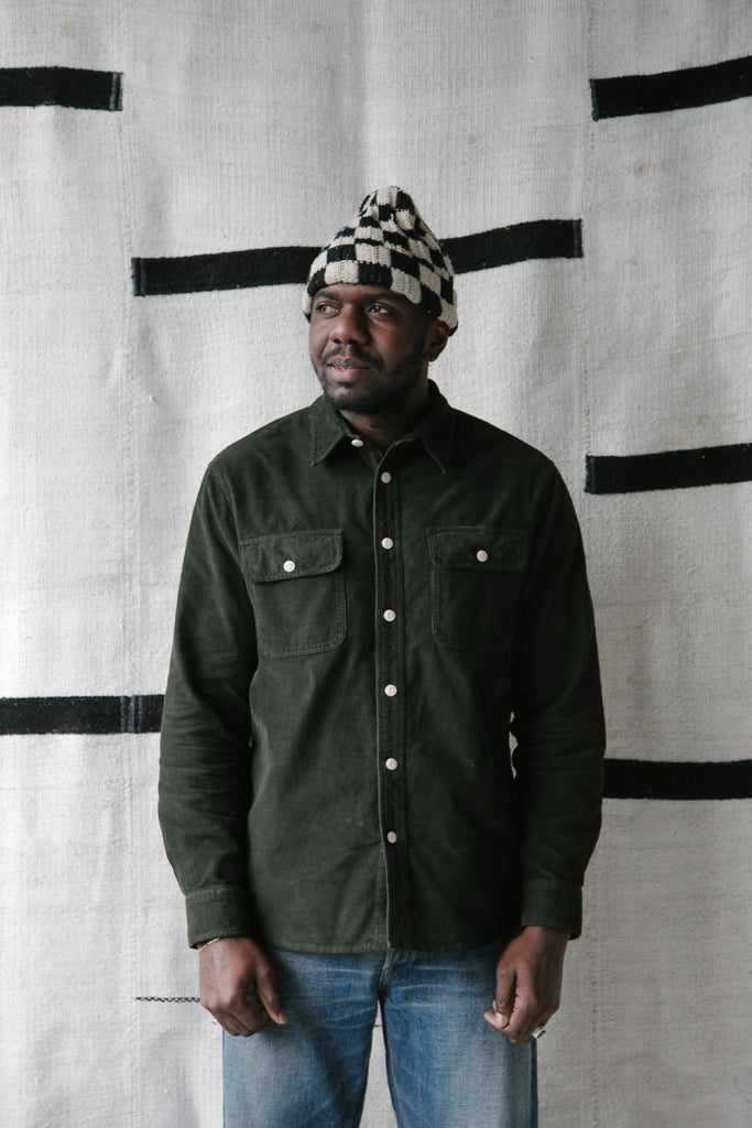 main Men’s French Corduroy Workshirt - Pine Green