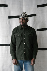 main Men’s French Corduroy Workshirt - Pine Green