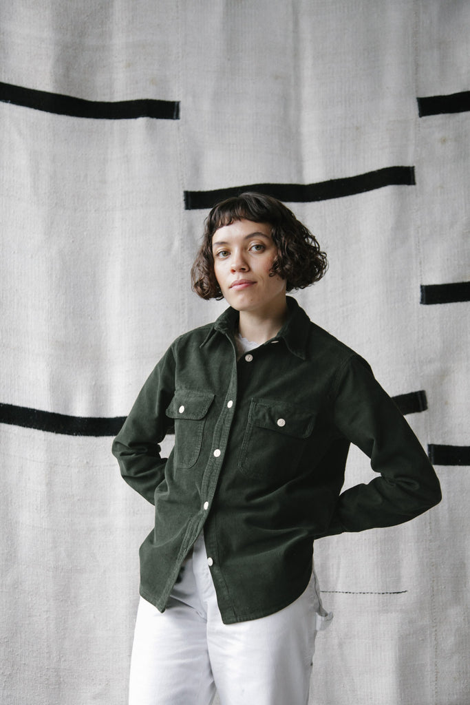 main Women’s French Corduroy Workshirt - Pine Green