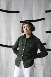 main Women’s French Corduroy Workshirt - Pine Green