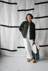 main Women’s French Corduroy Workshirt - Pine Green