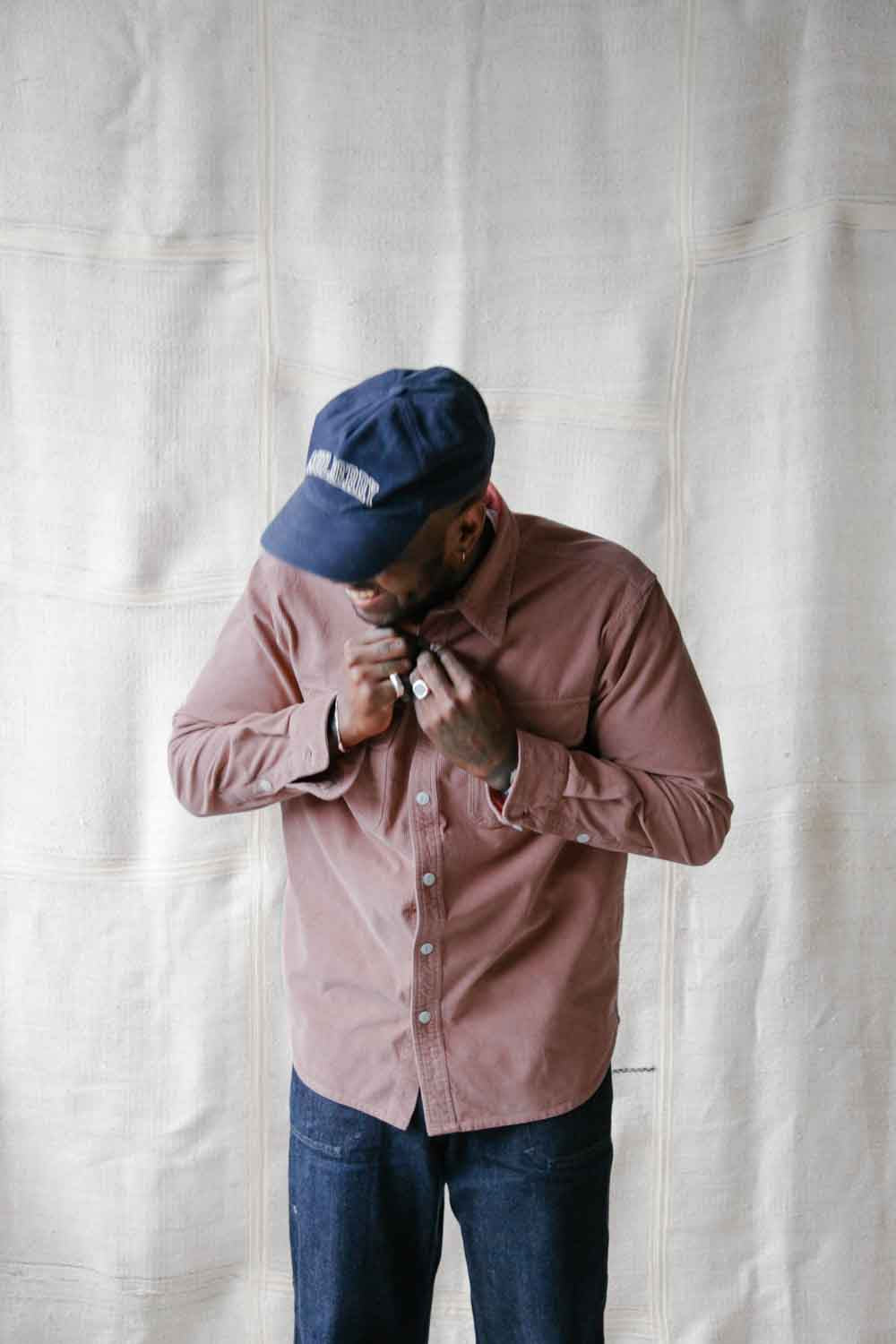 Gallery images of the Men’s French Corduroy Workshirt - Smokey Pink