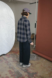 main Women’s Japanese Indigo Check Flannel Shirt (Grey)