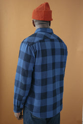 main Men’s Japanese Indigo Check Flannel Shirt (Blue)