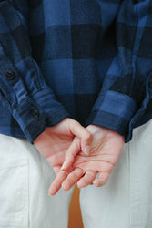 main Women’s Japanese Indigo Check Flannel Shirt (Blue)