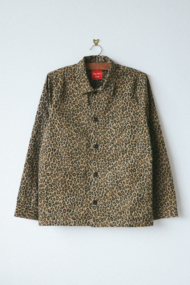 Gallery images of the Japanese Chino Leopard Print Chore Jacket