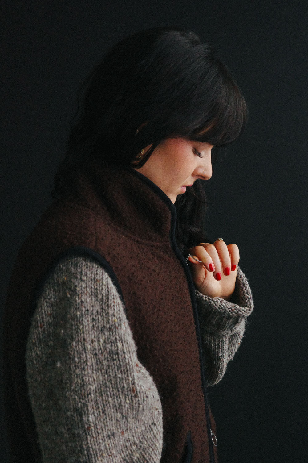 Gallery images of the THE CASENTINO BLANKET VEST - BROWN