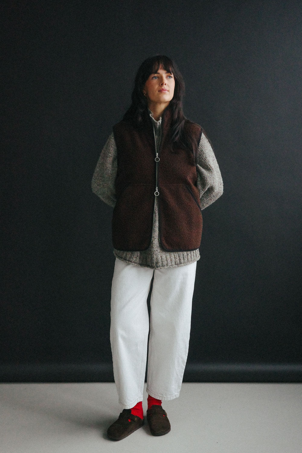 Gallery images of the THE CASENTINO BLANKET VEST - BROWN