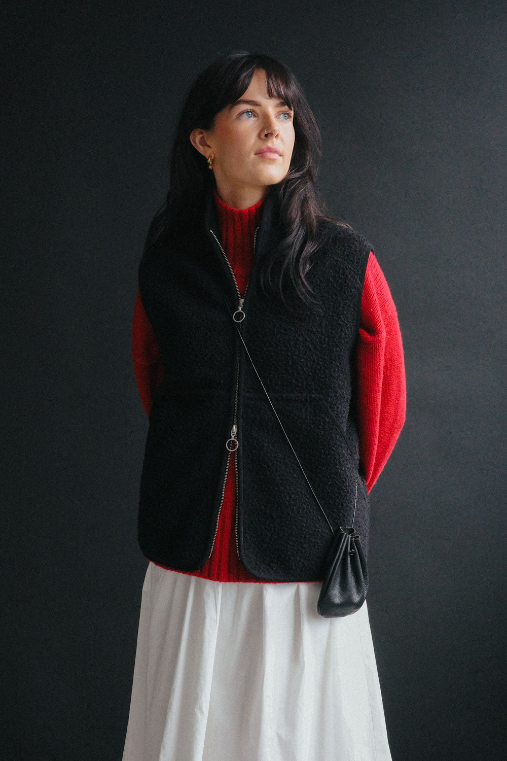 Gallery images of the THE CASENTINO BLANKET VEST - BLACK
