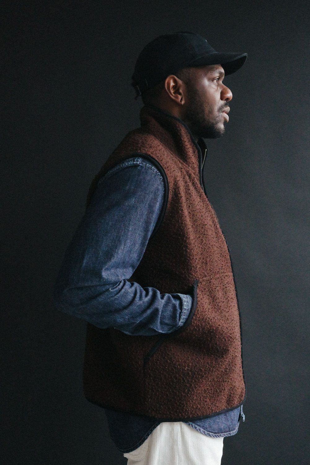 Gallery images of the THE CASENTINO BLANKET VEST - BROWN