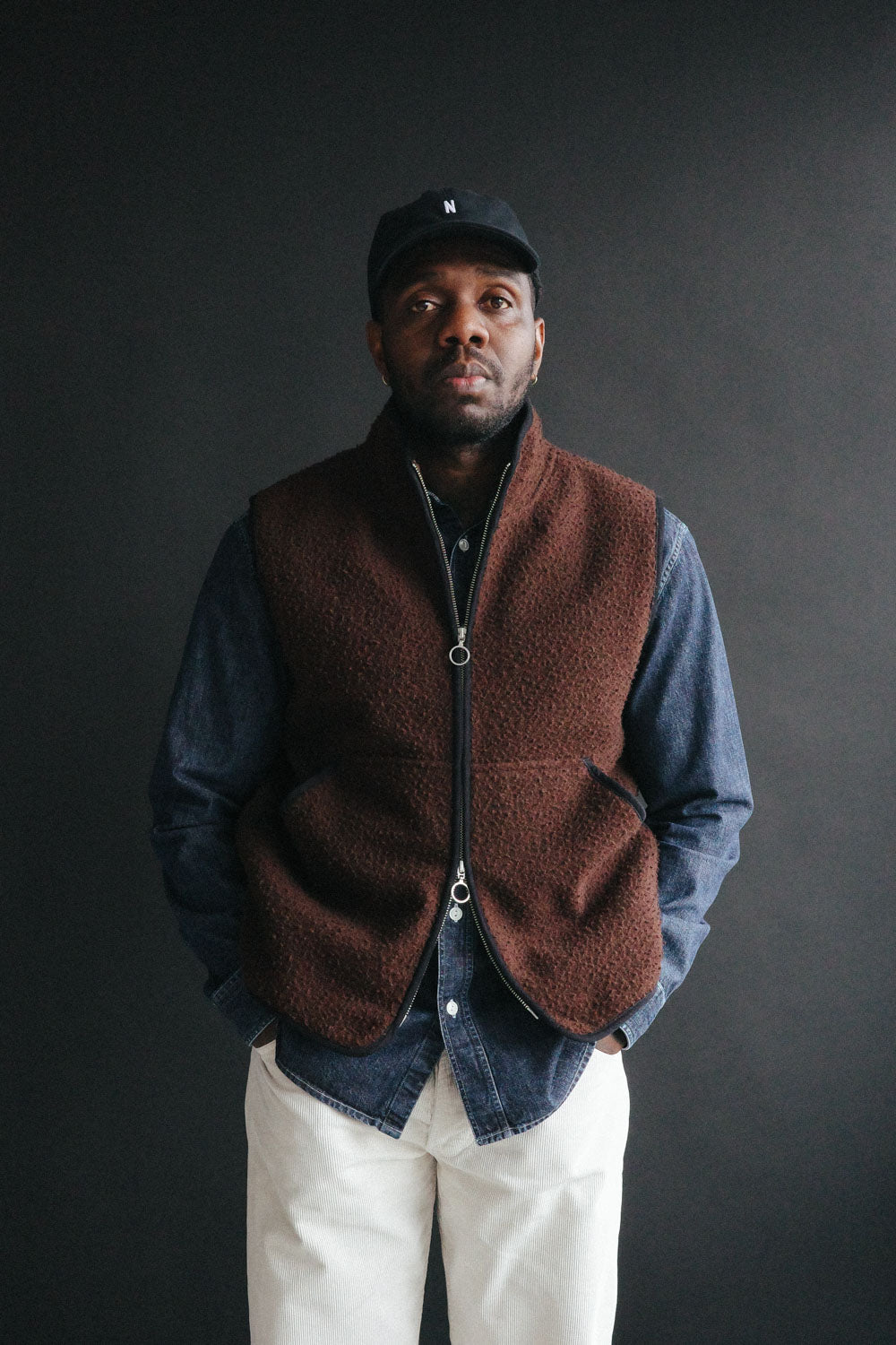 Gallery images of the THE CASENTINO BLANKET VEST - BROWN