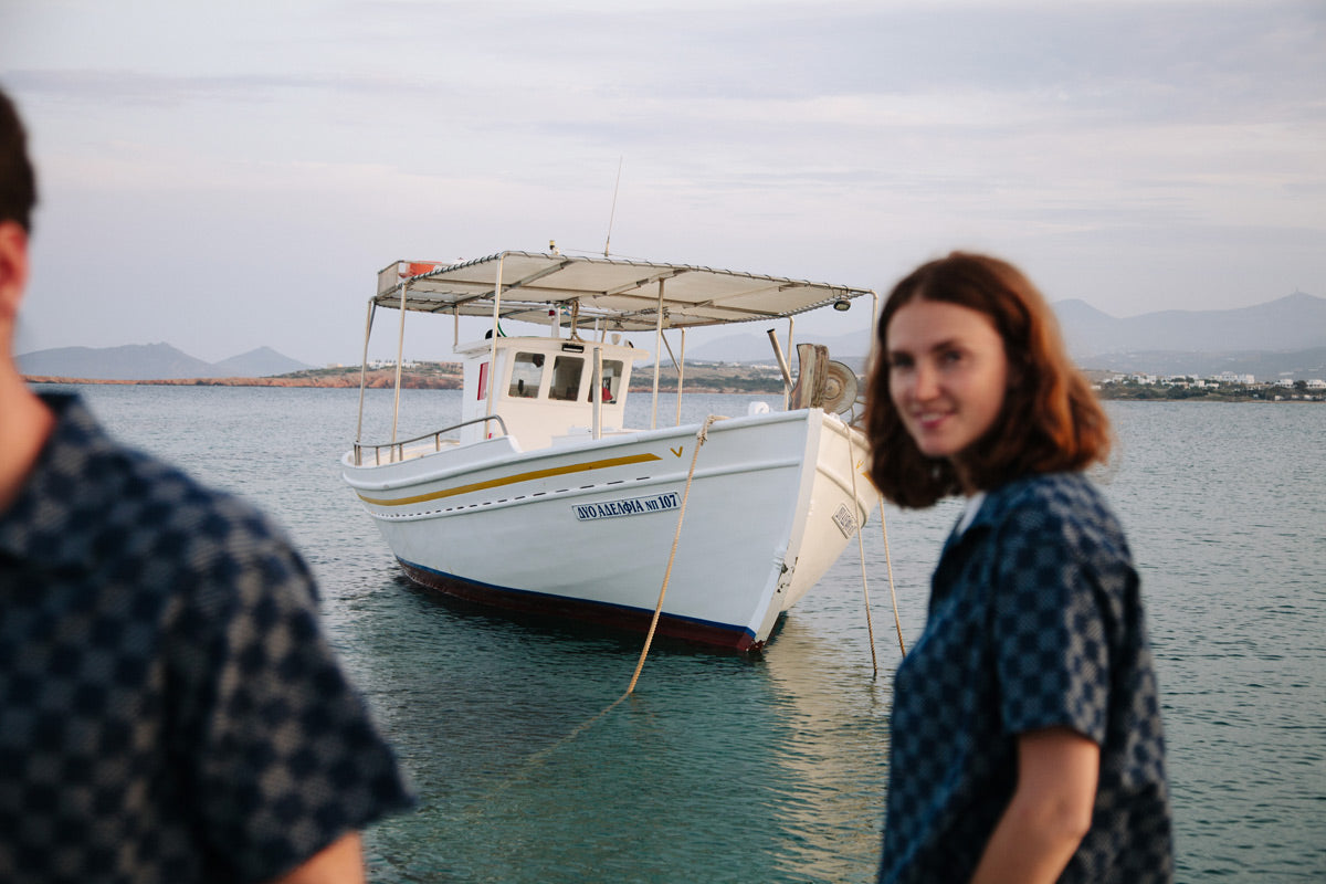 Gallery images of the Indigo Sashiko Camp Collar Shirt