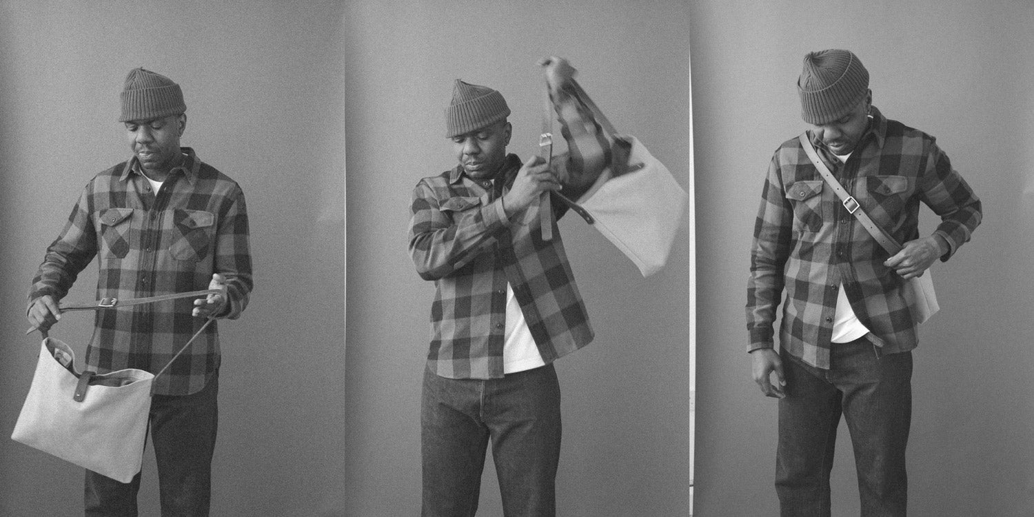 Gallery images of the Men’s Japanese Indigo Check Flannel Shirt (Blue)