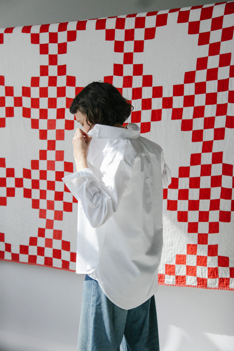 Gallery images of the Women's White Oxford Button Down Shirt