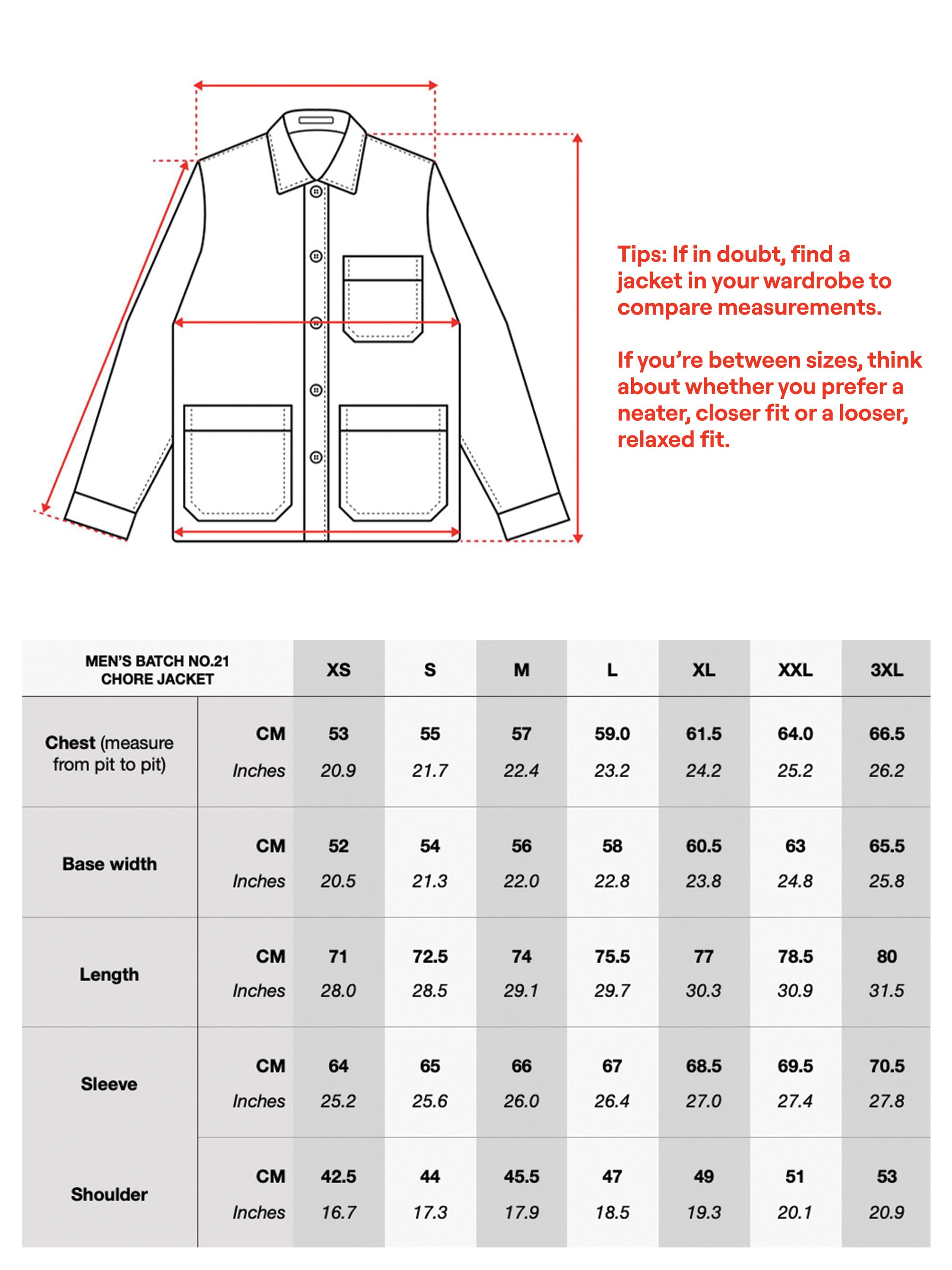sizing chart
