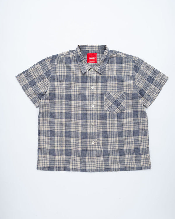 Women's Japanese Ecru Check Short Sleeve Shirt (Sample)
