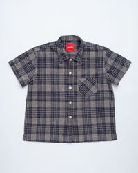 main Women's Japanese Indigo Check Short Sleeve Shirt (Sample)