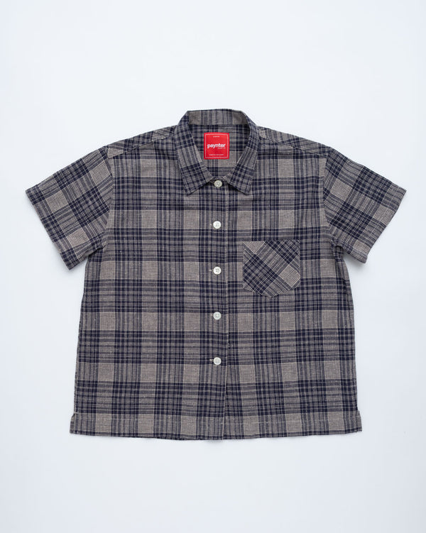 Women's Japanese Indigo Check Short Sleeve Shirt (Sample)