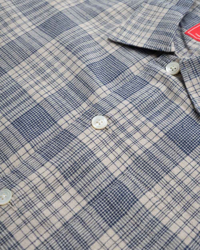 main Men's Japanese Ecru Check Short Sleeve Shirt (Sample)