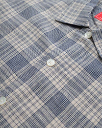 main Men's Japanese Ecru Check Short Sleeve Shirt (Sample)