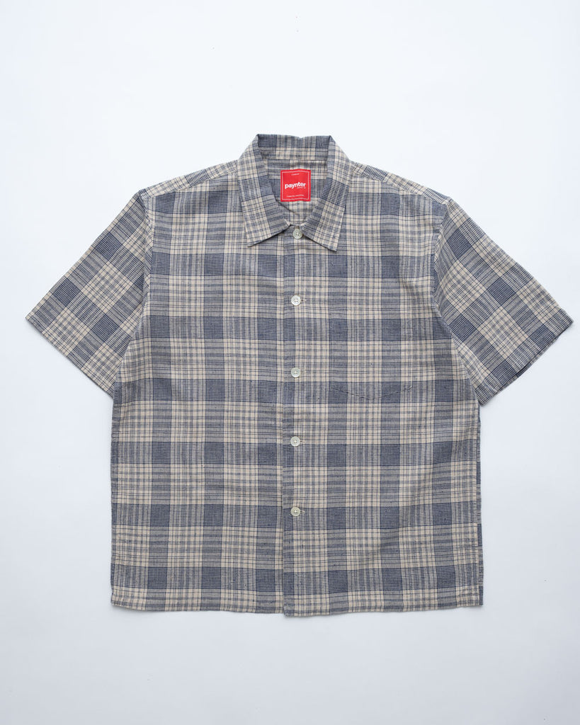 main Men's Japanese Ecru Check Short Sleeve Shirt (Sample)