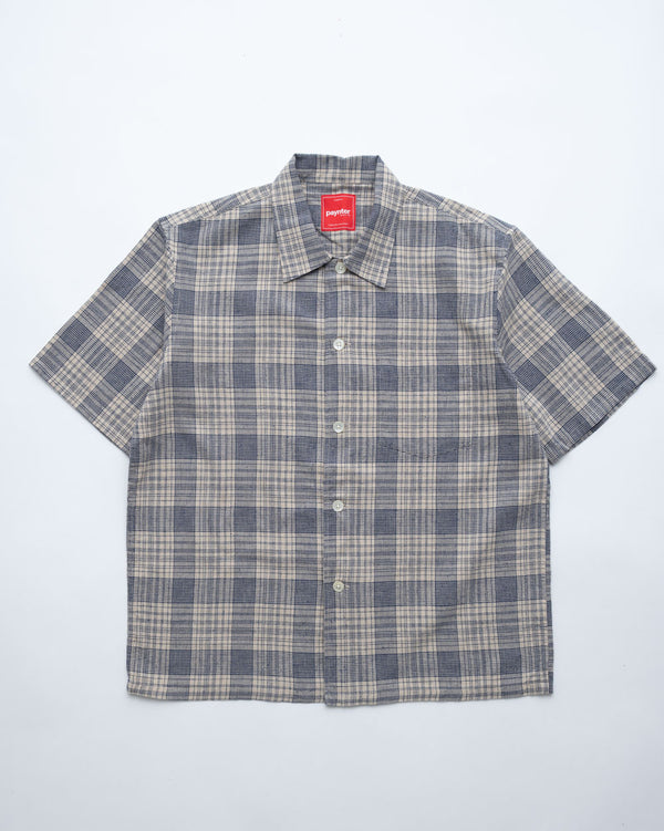 Men's Japanese Ecru Check Short Sleeve Shirt (Sample)