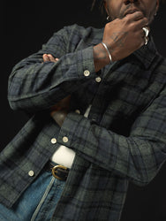 main MEN'S NAVY CHECK EASY SHIRT