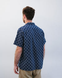 main Indigo Sashiko Camp Collar Shirt