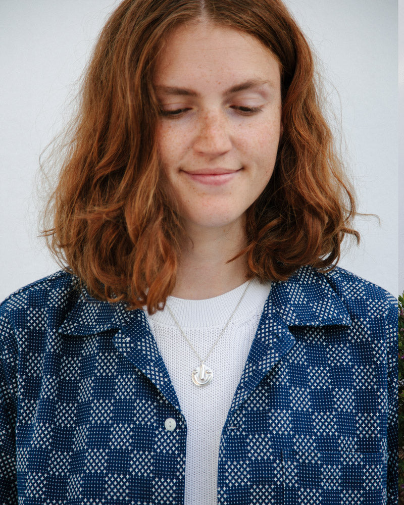 Gallery images of the Indigo Sashiko Camp Collar Shirt