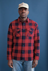 main Men’s Japanese Indigo Check Flannel Shirt (Red)