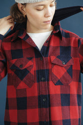 main Women’s Japanese Indigo Check Flannel Shirt (Red)