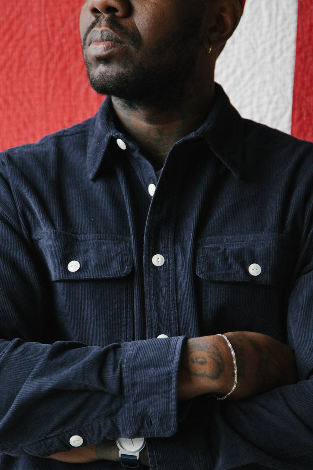 Gallery images of the Men’s French Corduroy Workshirt - French Navy