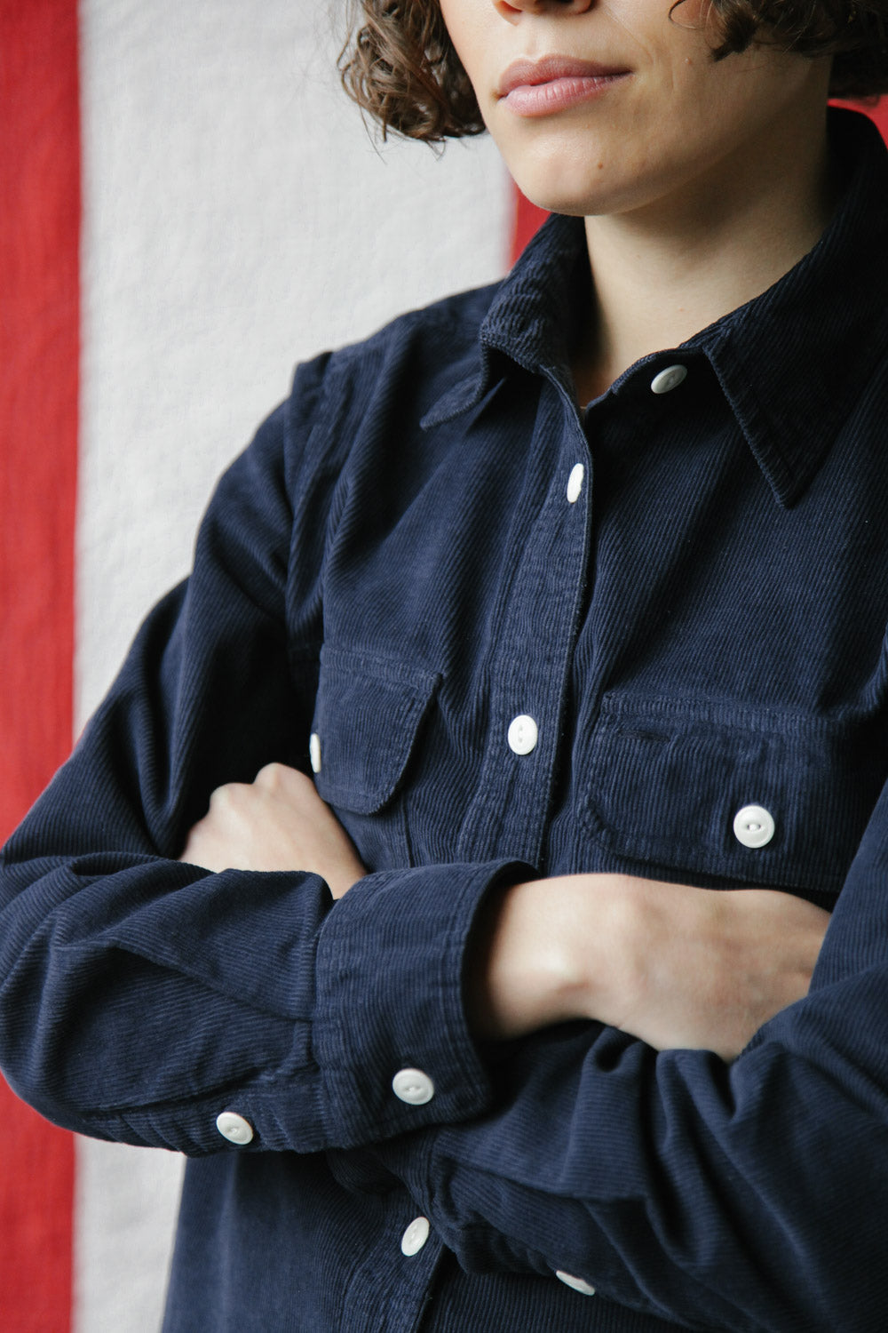 Gallery images of the Women’s French Corduroy Workshirt - French Navy