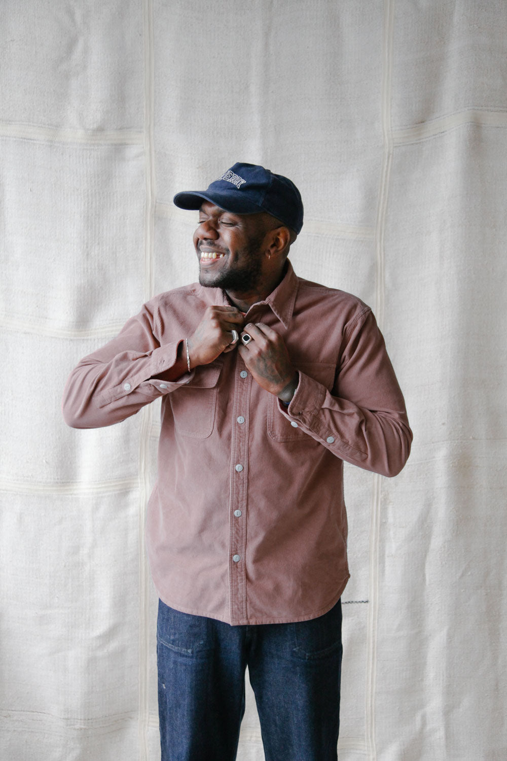 Gallery images of the Men’s French Corduroy Workshirt - Smokey Pink