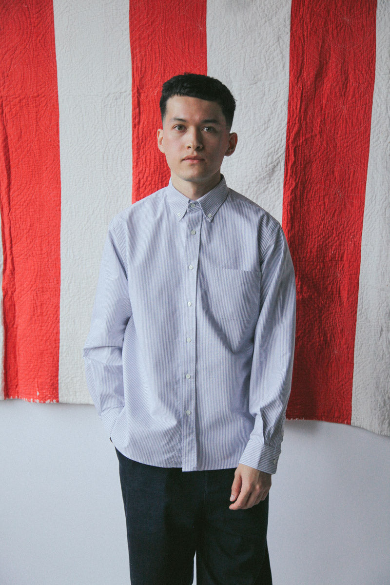 Gallery images of the Men's Striped Oxford Button Down Shirt