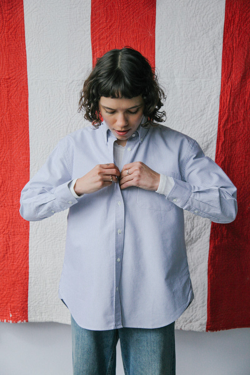 Gallery images of the Women's Striped Oxford Button Down Shirt