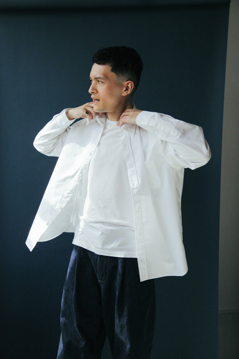mens white oxford dress shirt Washed Oxford Shirt for Tall Men in White L / Semi Tall / White