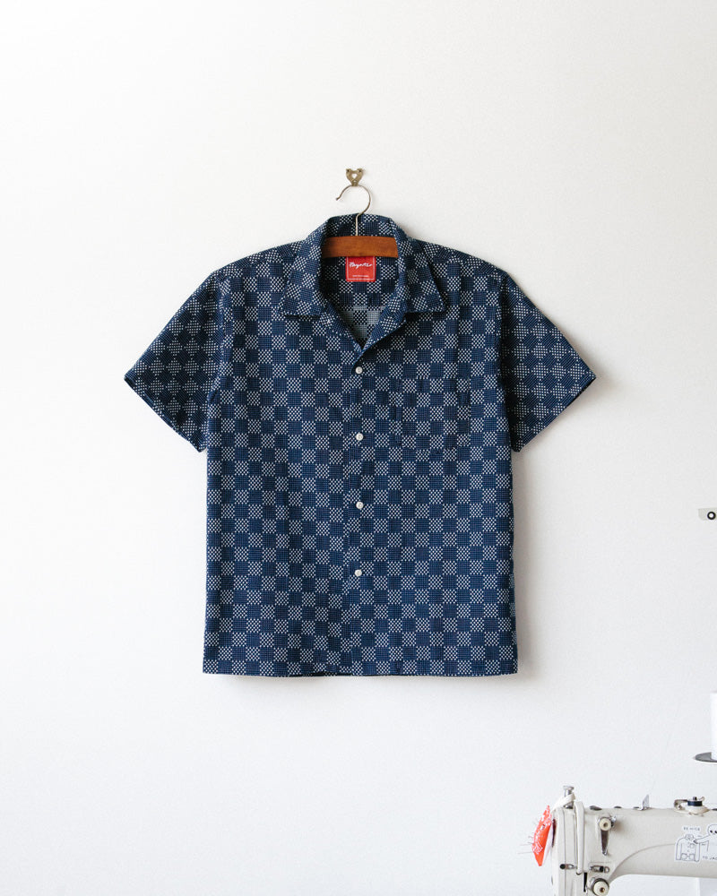 Indigo Sashiko Camp Collar Shirt — Paynter Jacket Co.