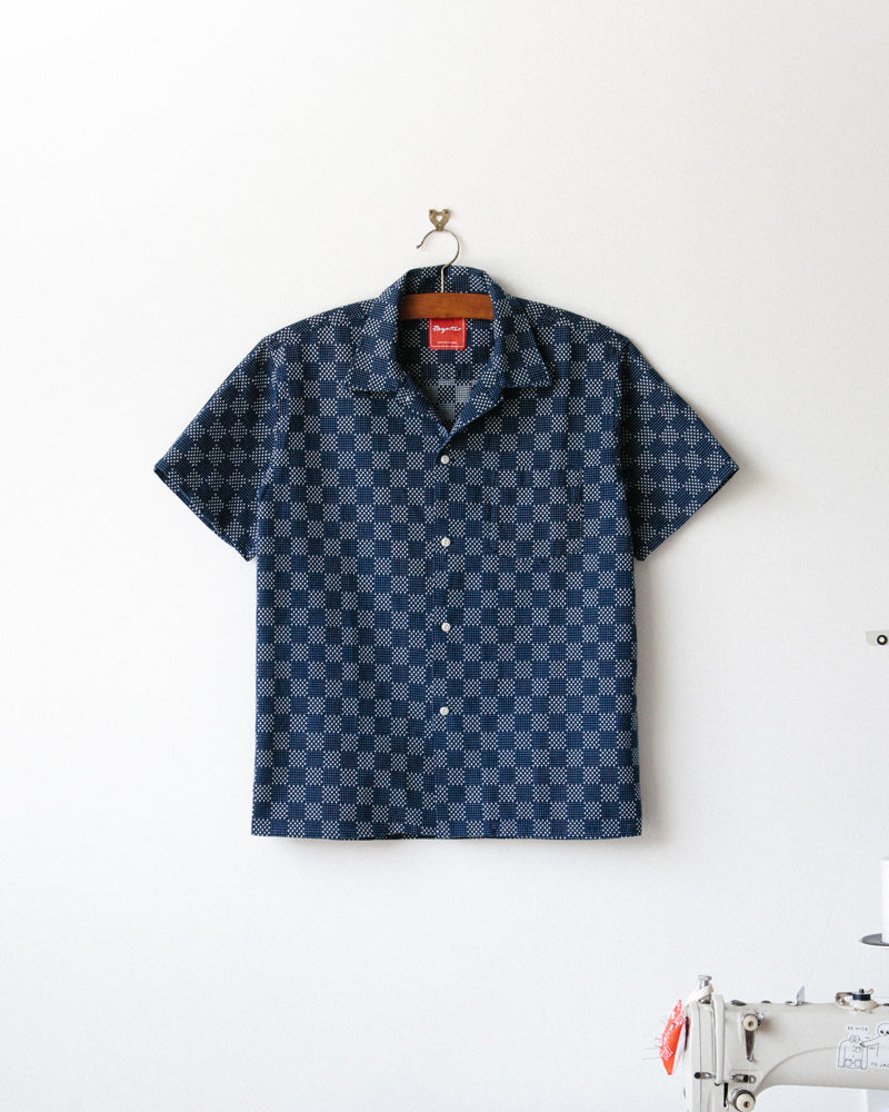 main Indigo Sashiko Camp Collar Shirt