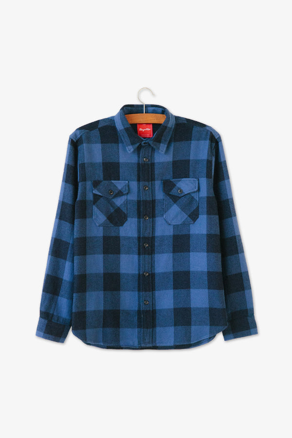 Men’s Japanese Indigo Check Flannel Shirt (Blue)