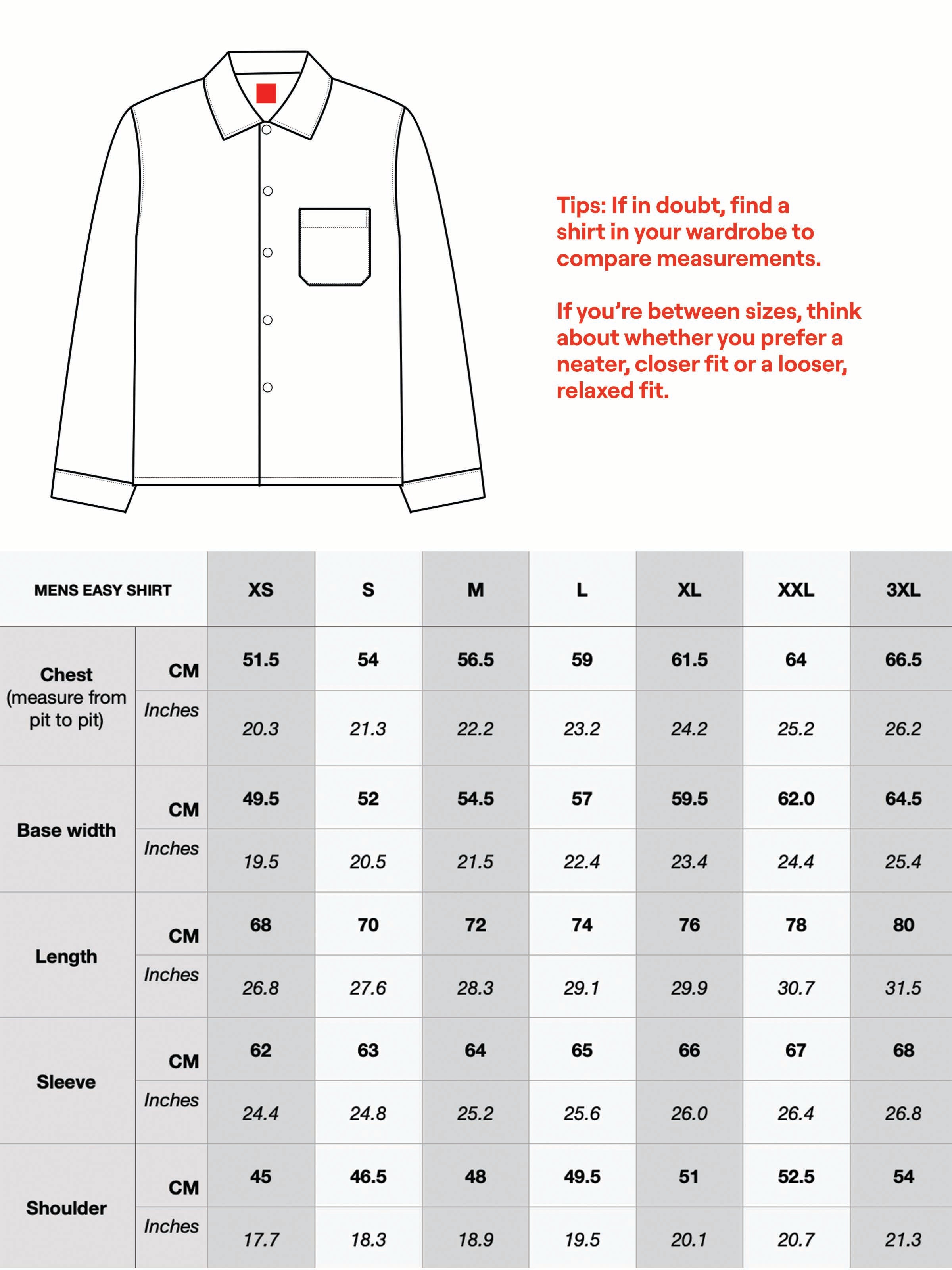 sizing chart
