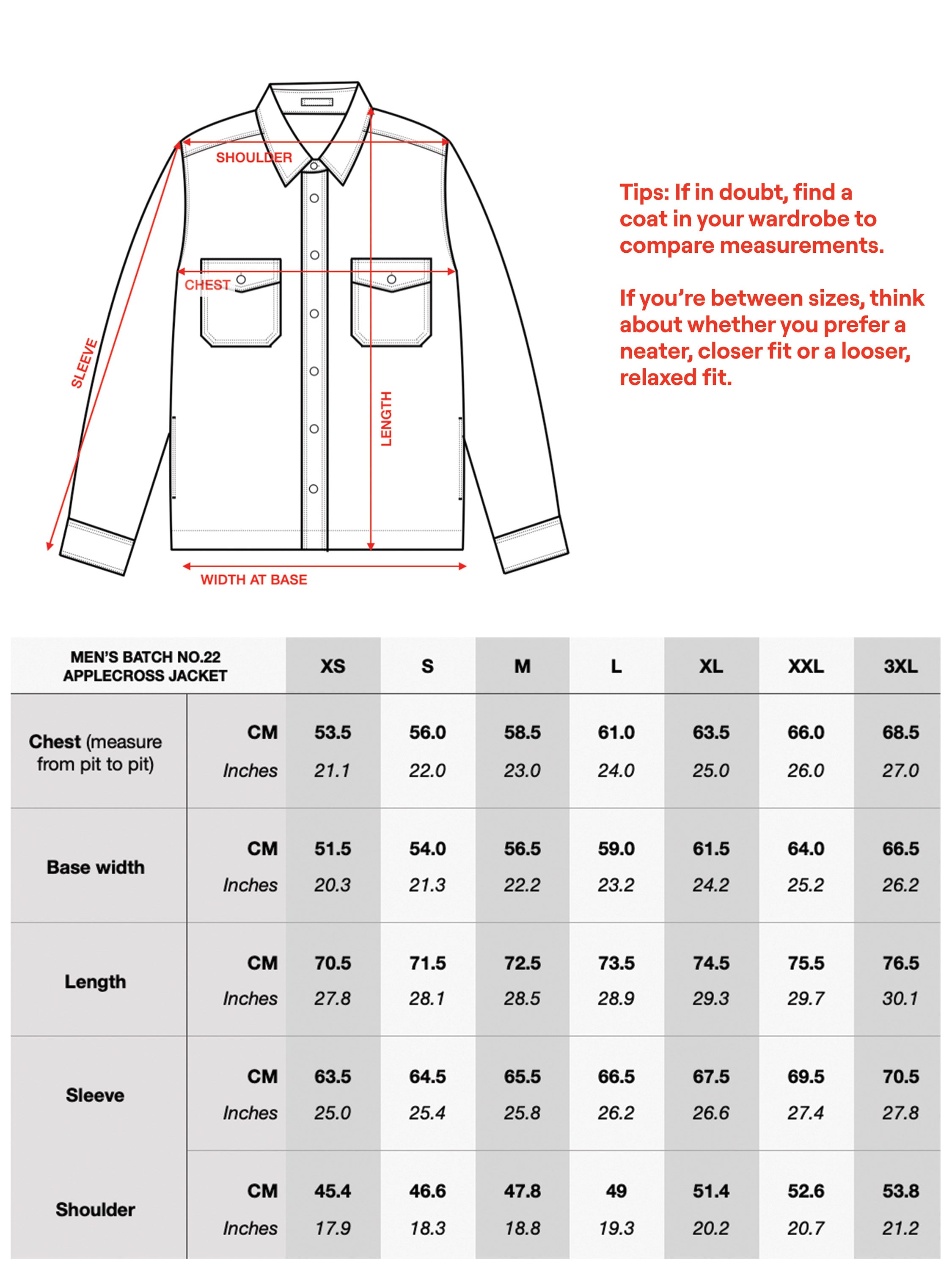 sizing chart